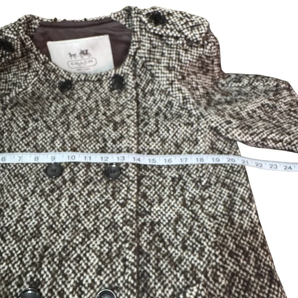 Coach Women's Brown Wool Tweed Double Breasted Button Front Coat Size S/P‎